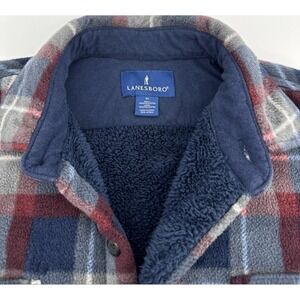 Lanesboro Men's Fleece Lined Shirt Jacket XL Plaid Blue Red Sherpa Outdoor